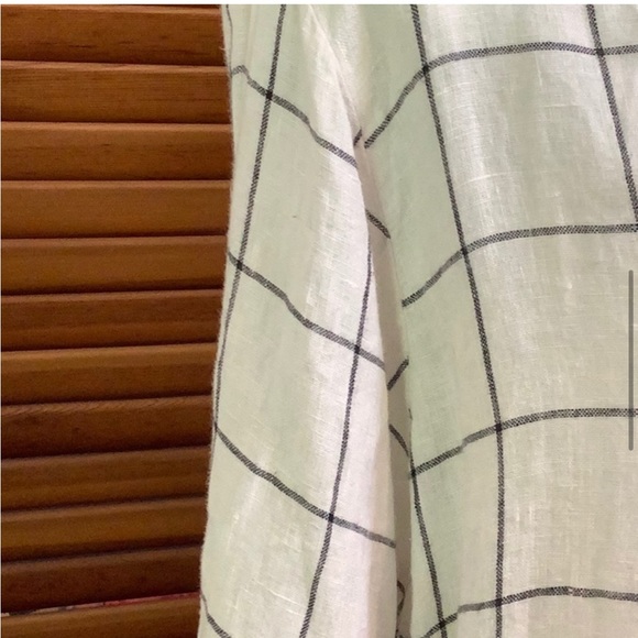 Flax Black &White Windowpane Print Button-Down Top - Picture 6 of 13